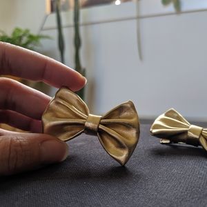 Fun Bowtie Hairclips - Gold